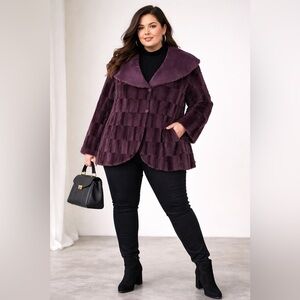 Chi by Falchi Plum Faux Fur Jacket — Size 3X — Like New
